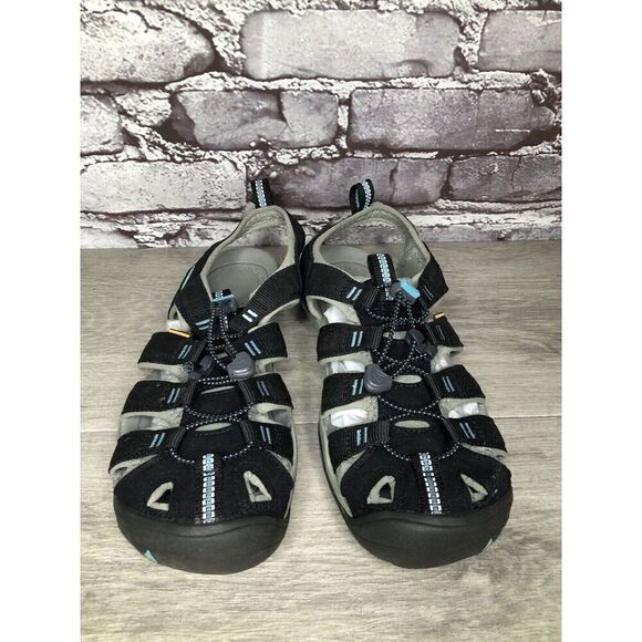 KEEN Black Blue Textile Synthetic Drawstring Hiking Sandas Women Sz 9M US/39.5EU - Picture 4 of 16